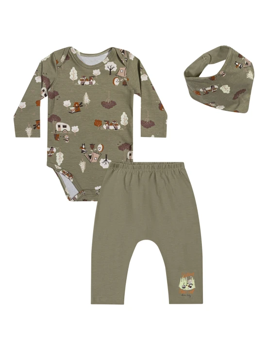 Kit body mangas largas+ babero + pantalón